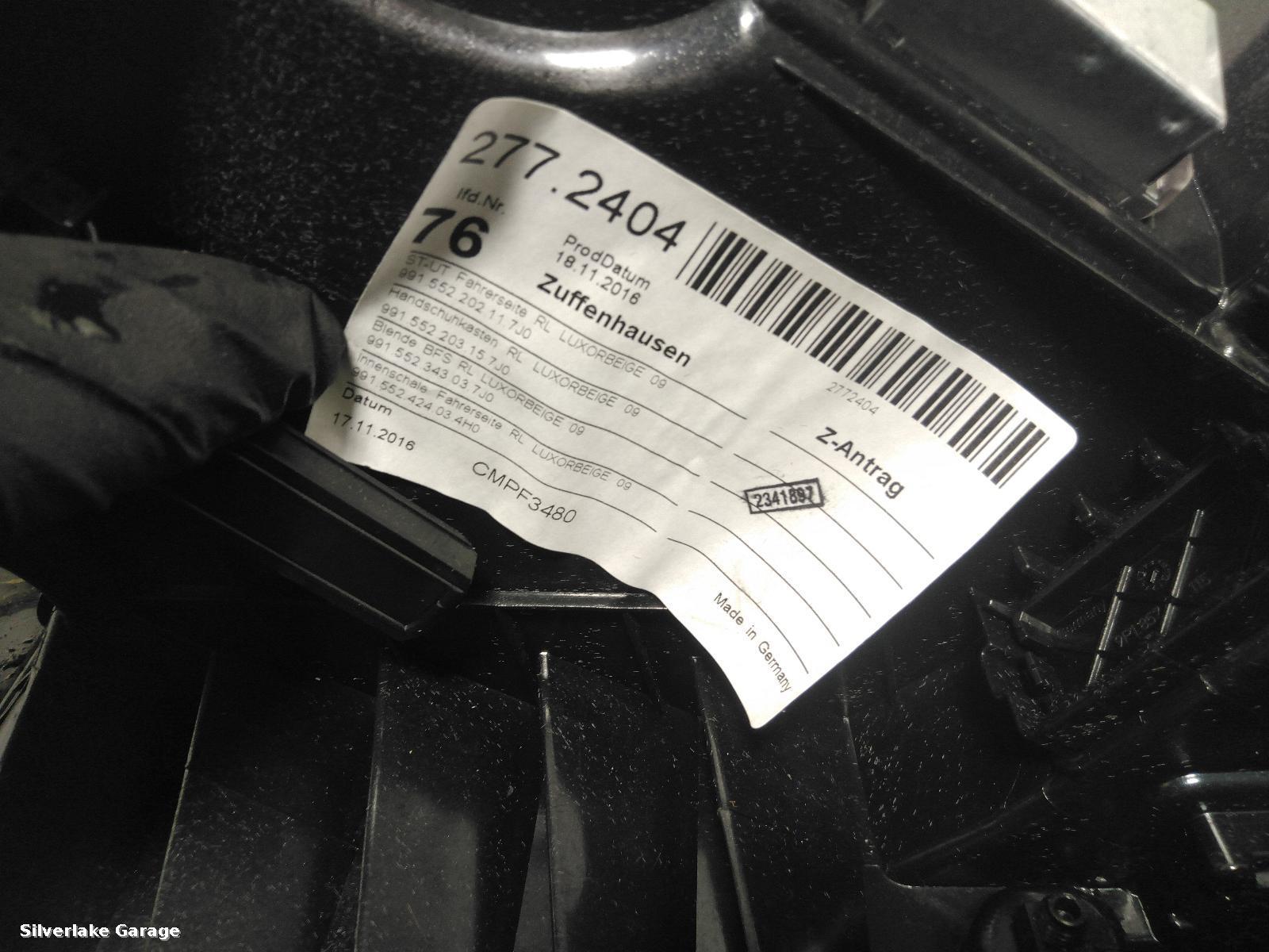 View Auto part Glove Box PORSCHE 911 2017